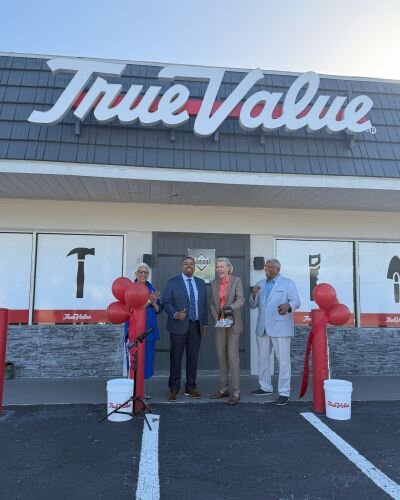 Tampa Mayor Jane Castor at the grand opening for Cunningham's True Value America store. Castor shopped there when it was a feed store and has returned decades later as a True Value customer 